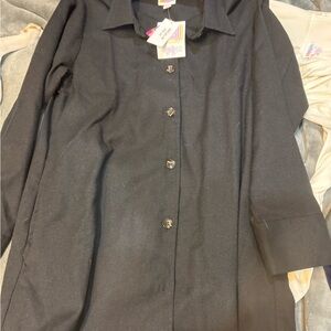 LuLaRoe Abigail Black Button-Up Women's Top